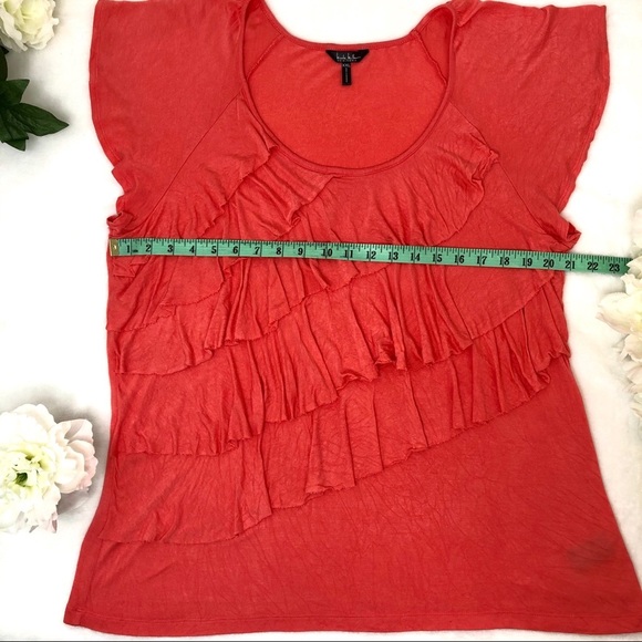 Nicole Miller Rafaella Lot of 2 Coral Ruffled Tops XXL 2XL Plus Size - Picture 6 of 15